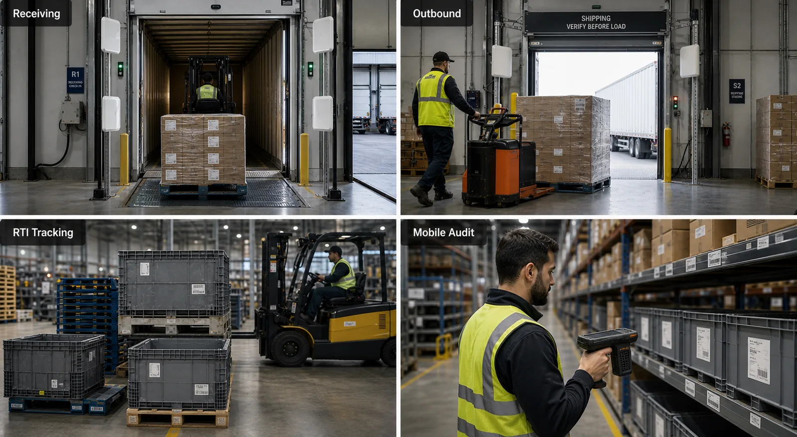 Transportation and warehouse movement workflow with RFID checkpoints