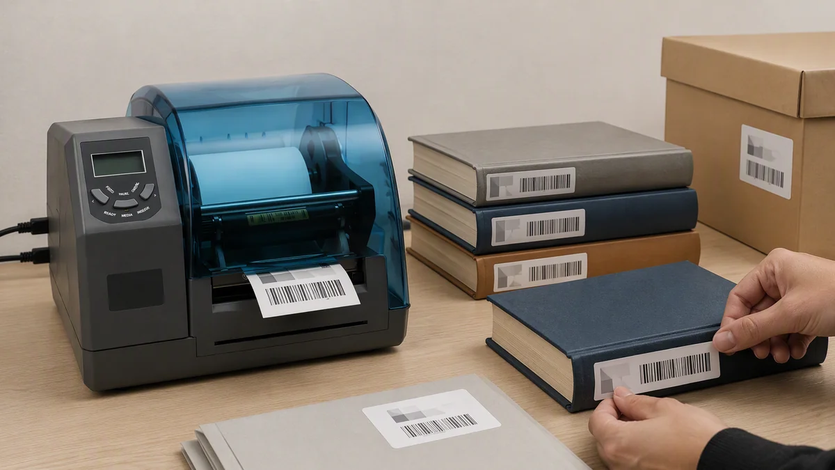 HF RFID book, archive box and document labels printed and encoded by the L3000i printer
