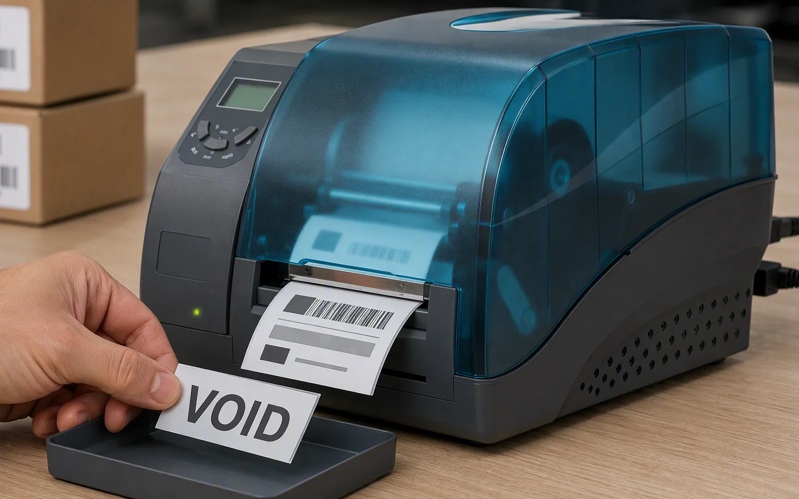 L3000i failed HF NFC label control showing encoding failure, VOID marking, automatic replacement label and stop after three attempts
