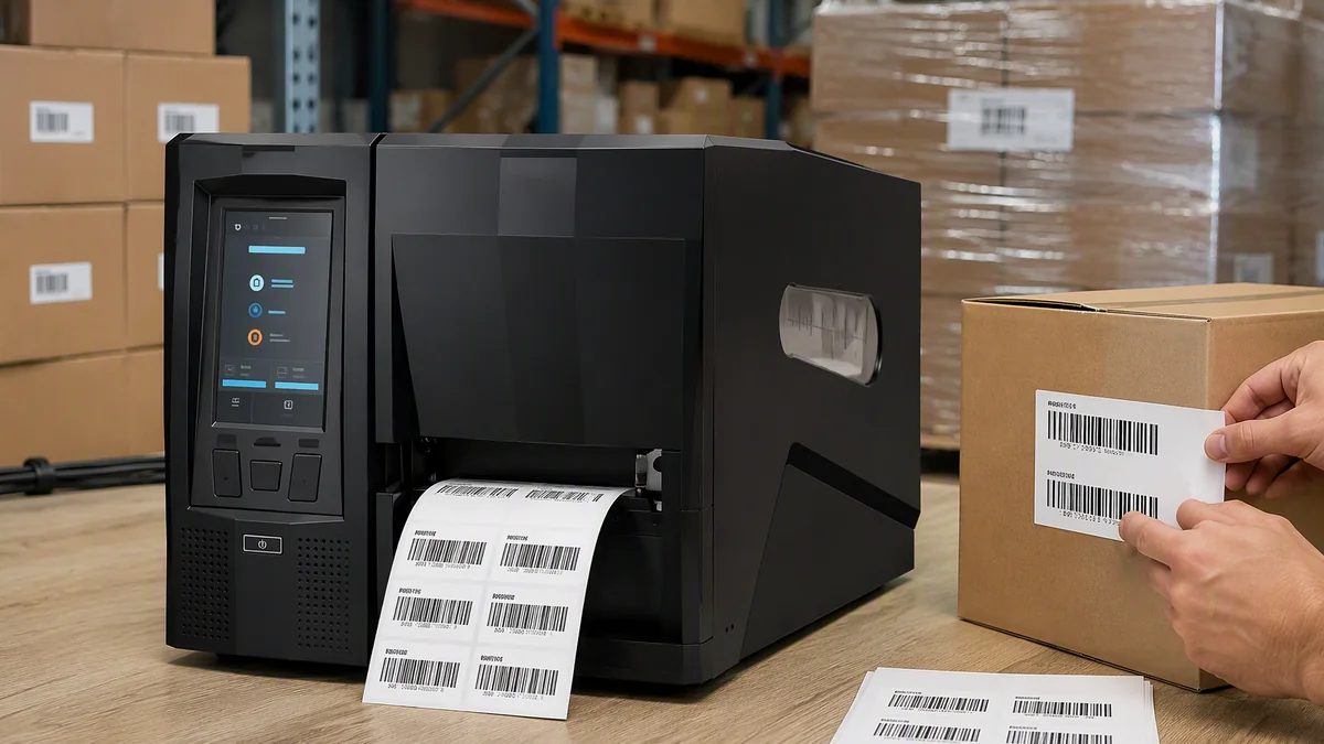 Industrial UHF RFID shipping, carton and pallet labels printed by the RLPB-Z printer