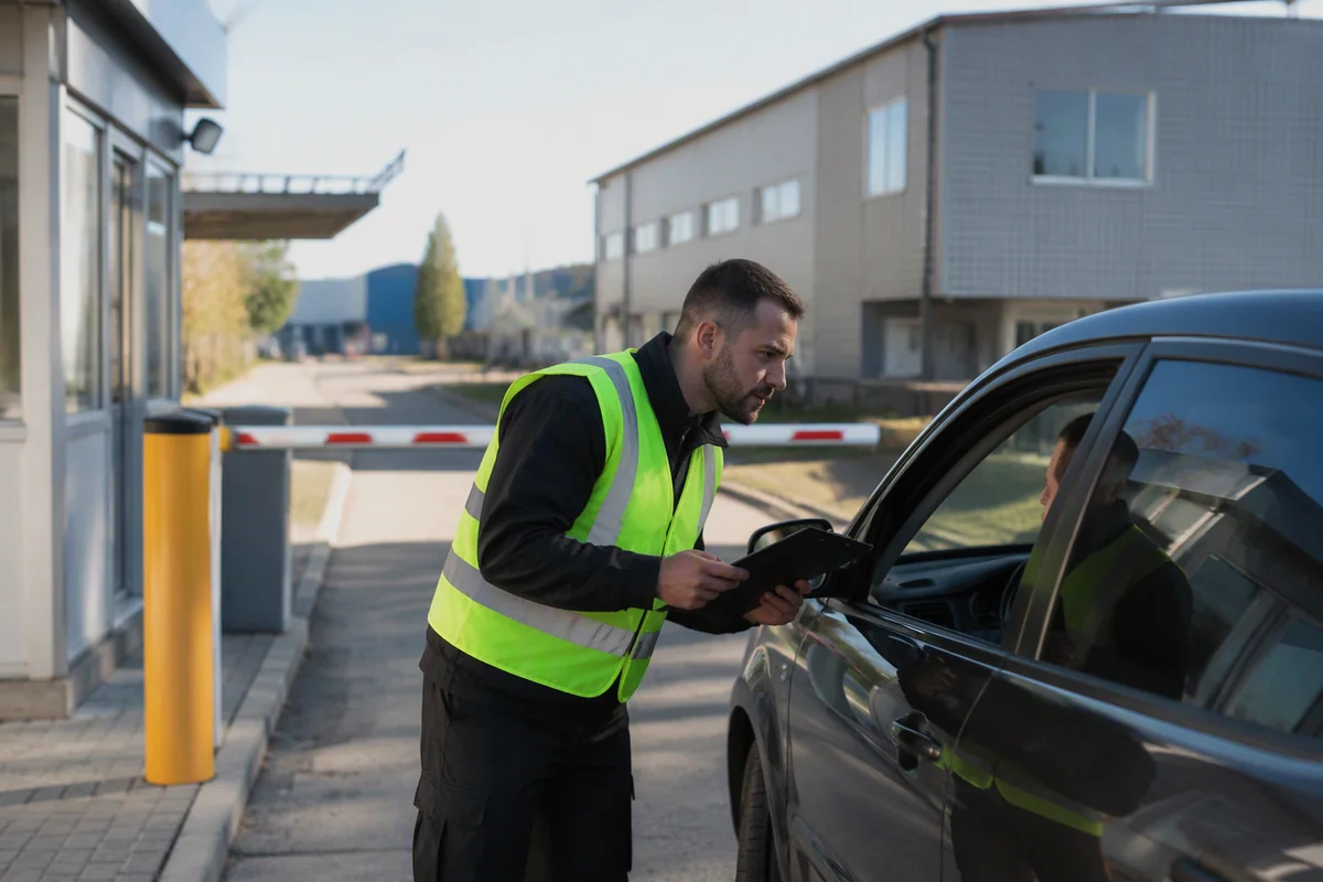 Operator manually checking and confirming a vehicle, asset or shipment at a controlled checkpoint