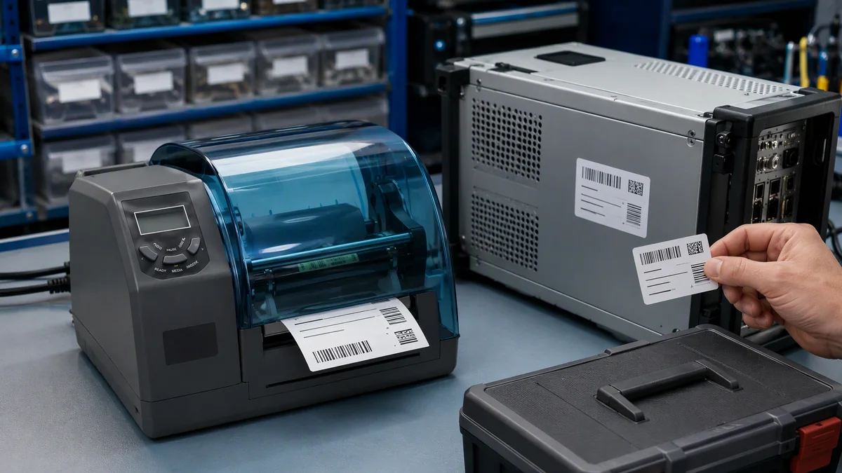 NFC product identification, maintenance and service labels produced by the L3000i printer