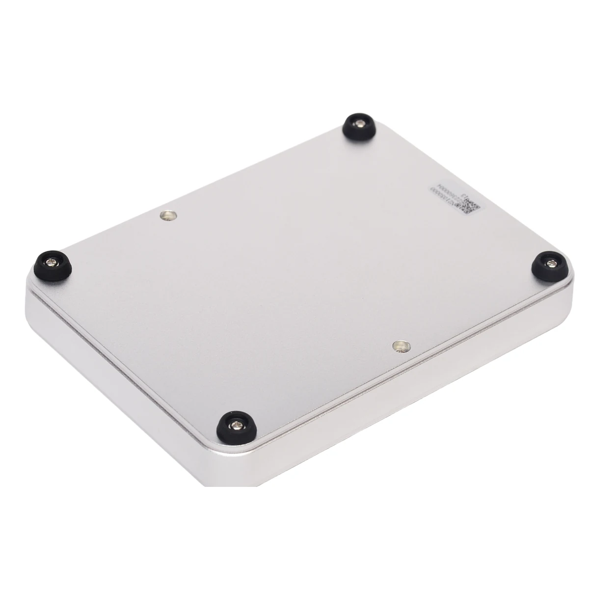 Rear aluminum backplate and rubber feet of the RLD-01 RFID desktop reader
