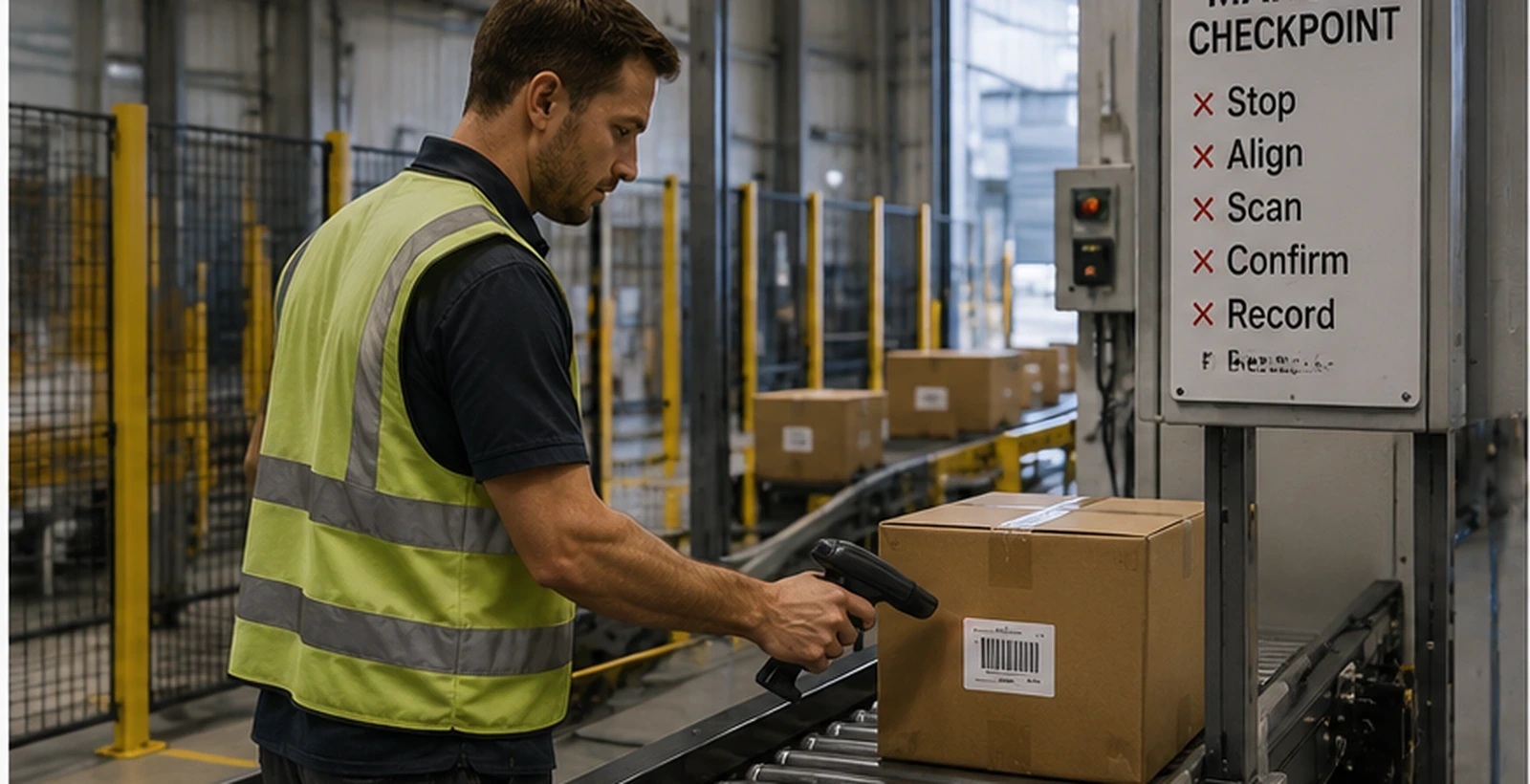 Manual checkpoint scanning before RLF-8P fixed RFID automation