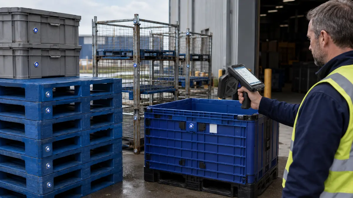 RLRH-20 identifying reusable pallets totes racks and transport containers
