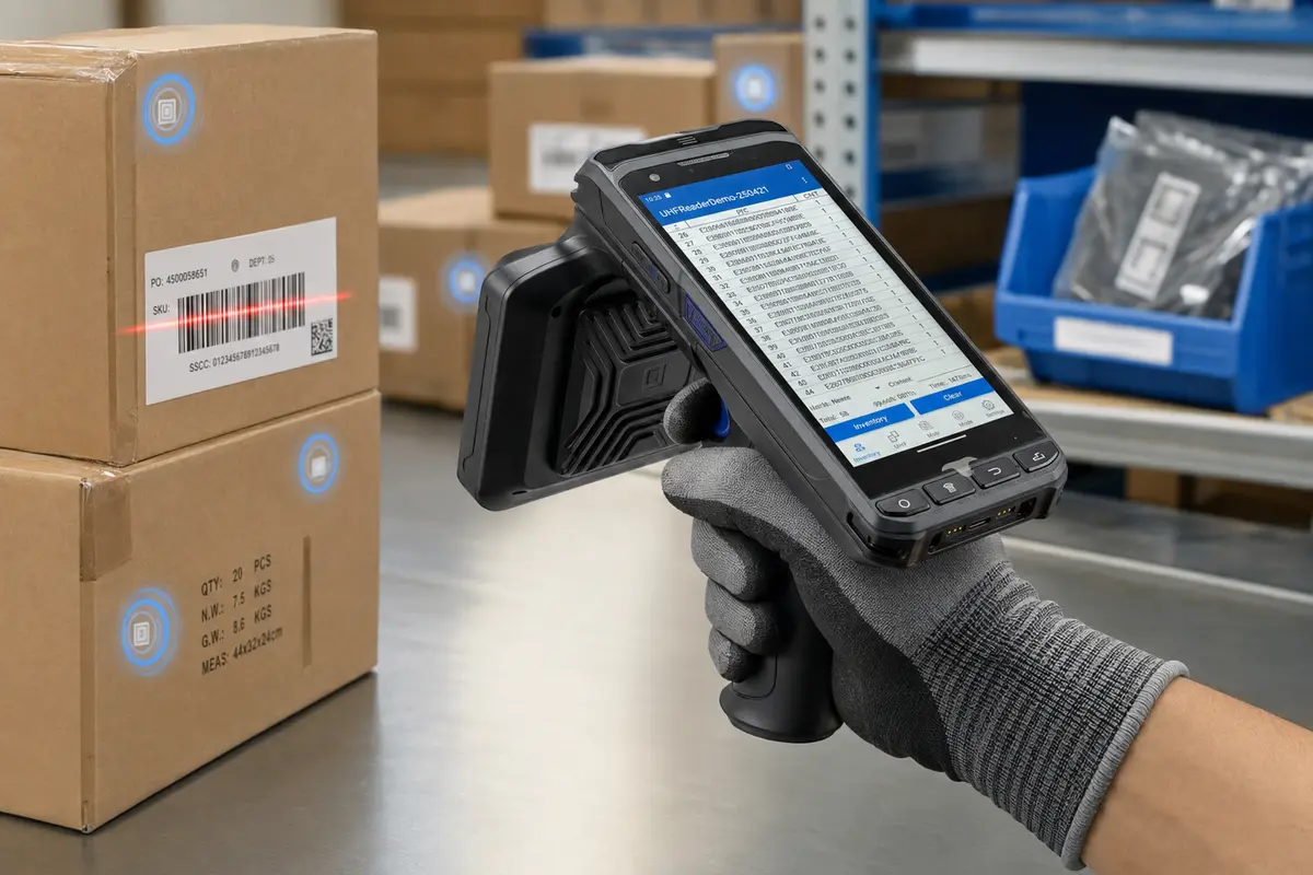RLRH-20 combining RFID inventory and barcode data capture