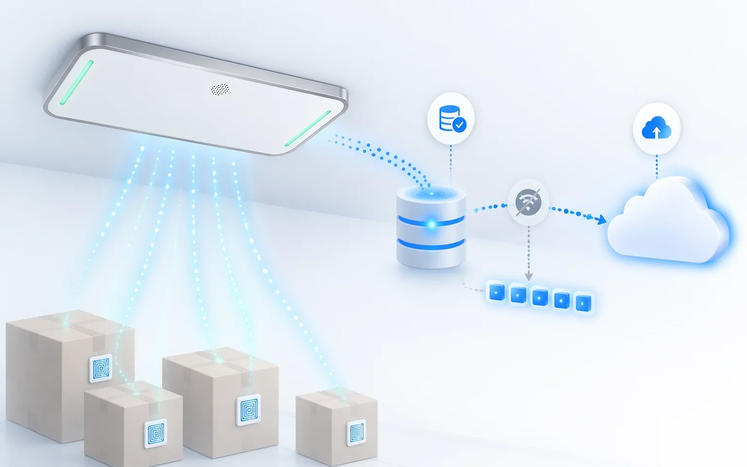 Android edge processing on the RLC-100 caching RFID events during a network interruption