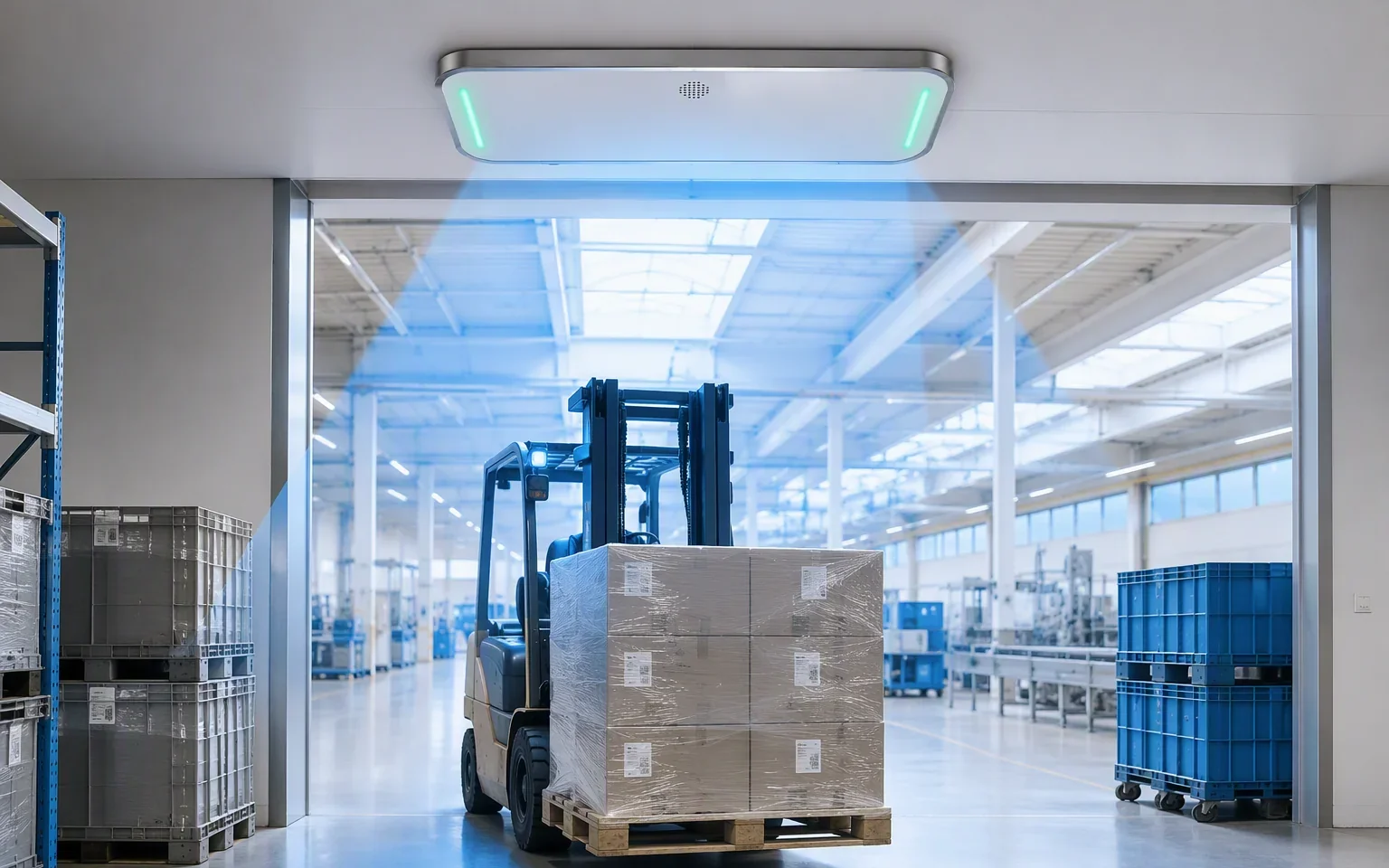Warehouse and manufacturing checkpoint with overhead RFID capture of tagged cartons