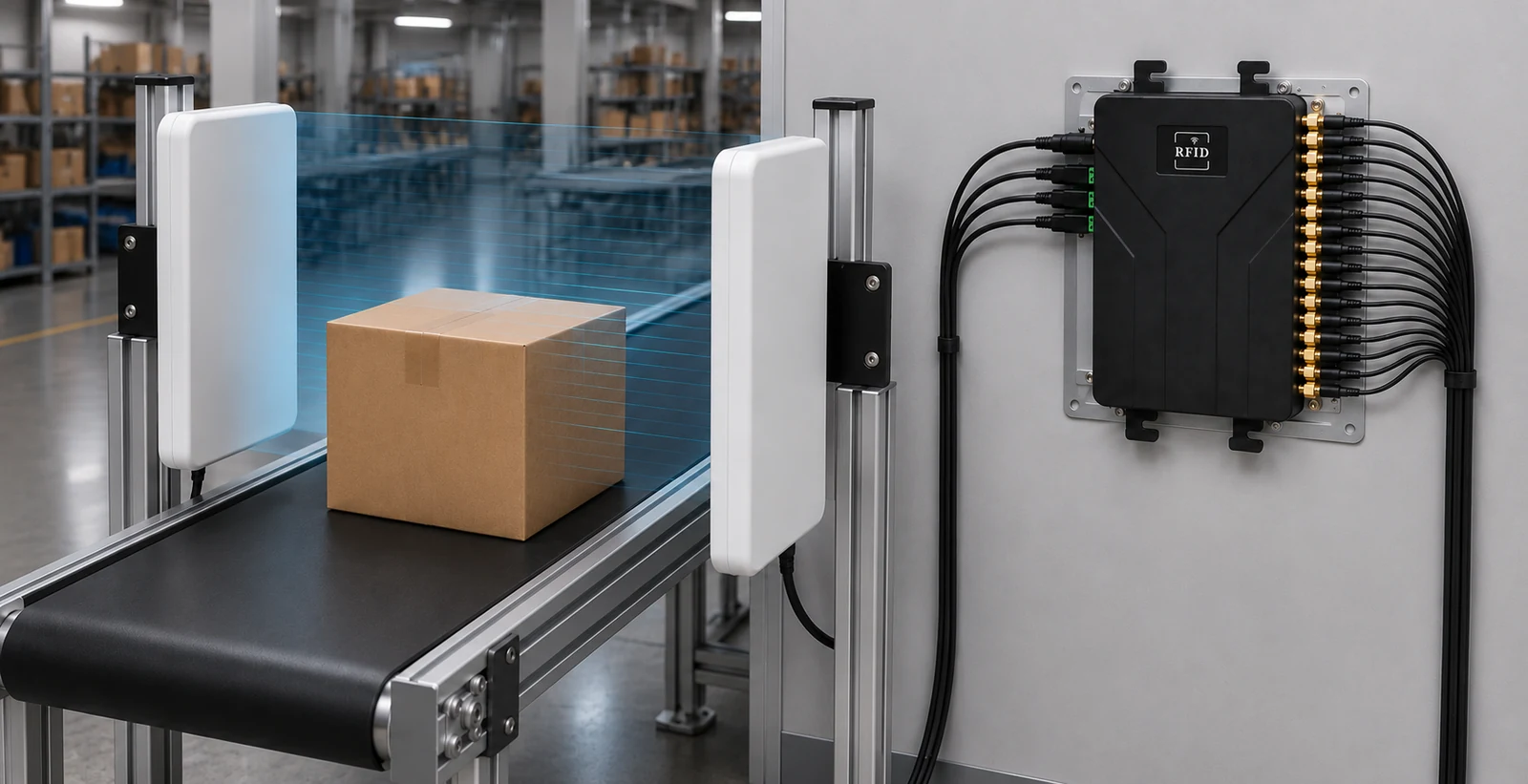 RFID read points in a manufacturing and conveyor workflow