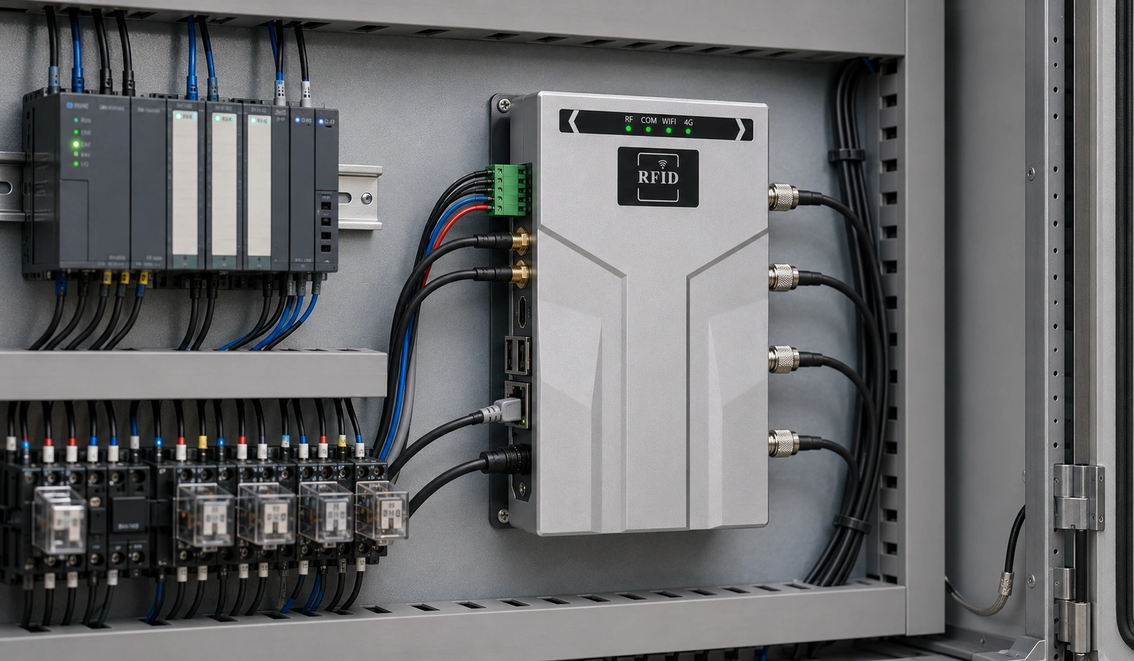 RLF-4PA outdoor gate-pole installation for edge RFID deployment guidance