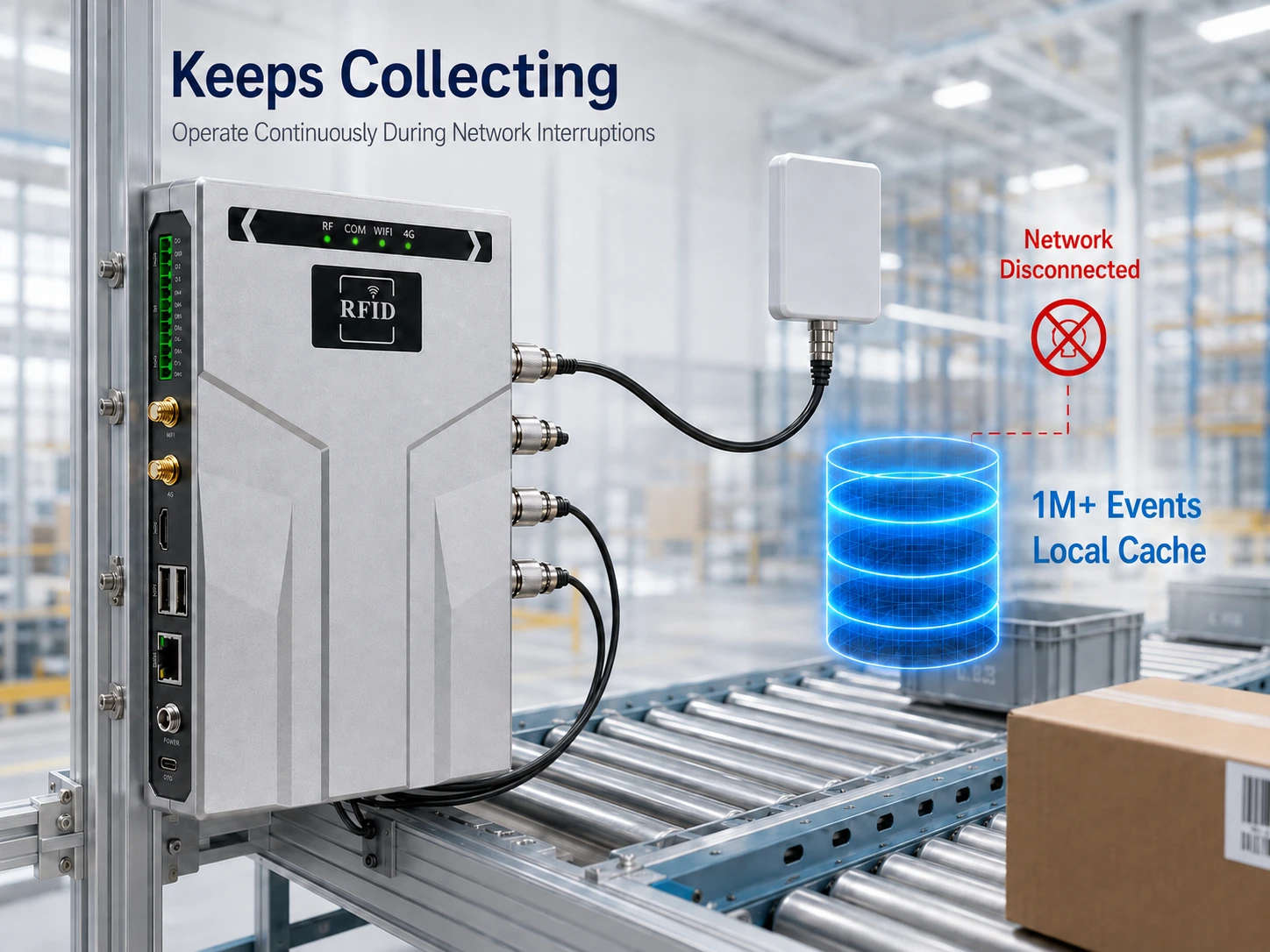 RLF-4PA smart edge filtering that reduces host-side RFID processing load