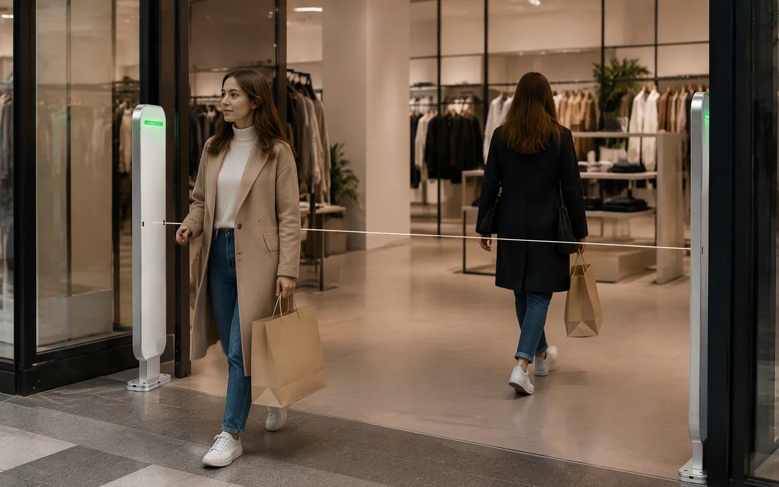 Retail merchandise protection with a directional RFID gate