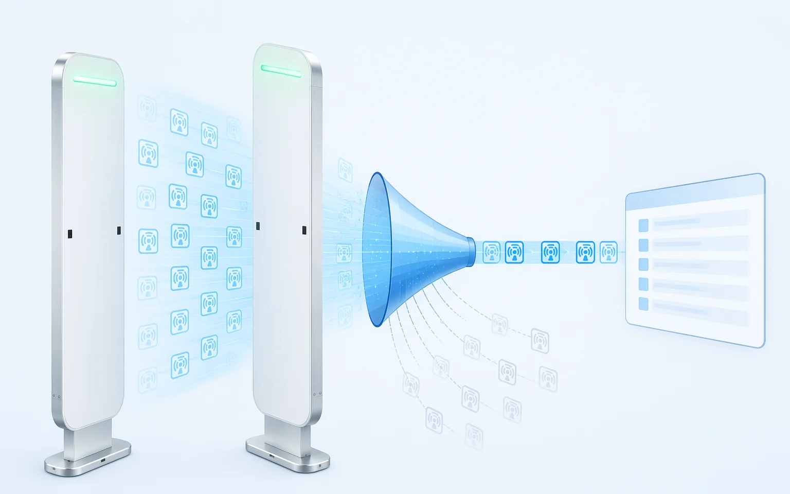 RFID event filtering, RSSI and duplicate removal workflow