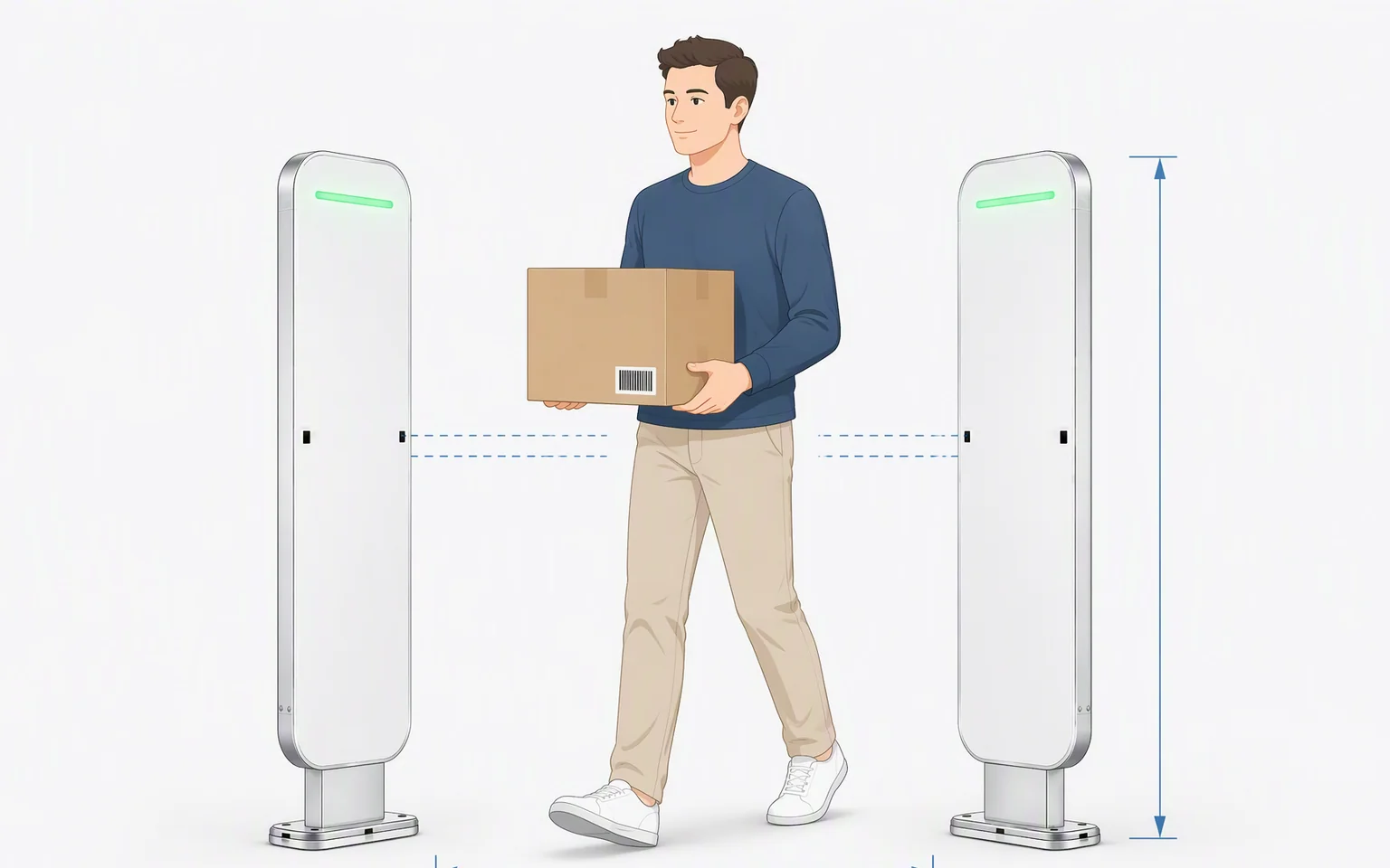 RLG01 two-pedestal lane width, infrared alignment and RFID validation guidance