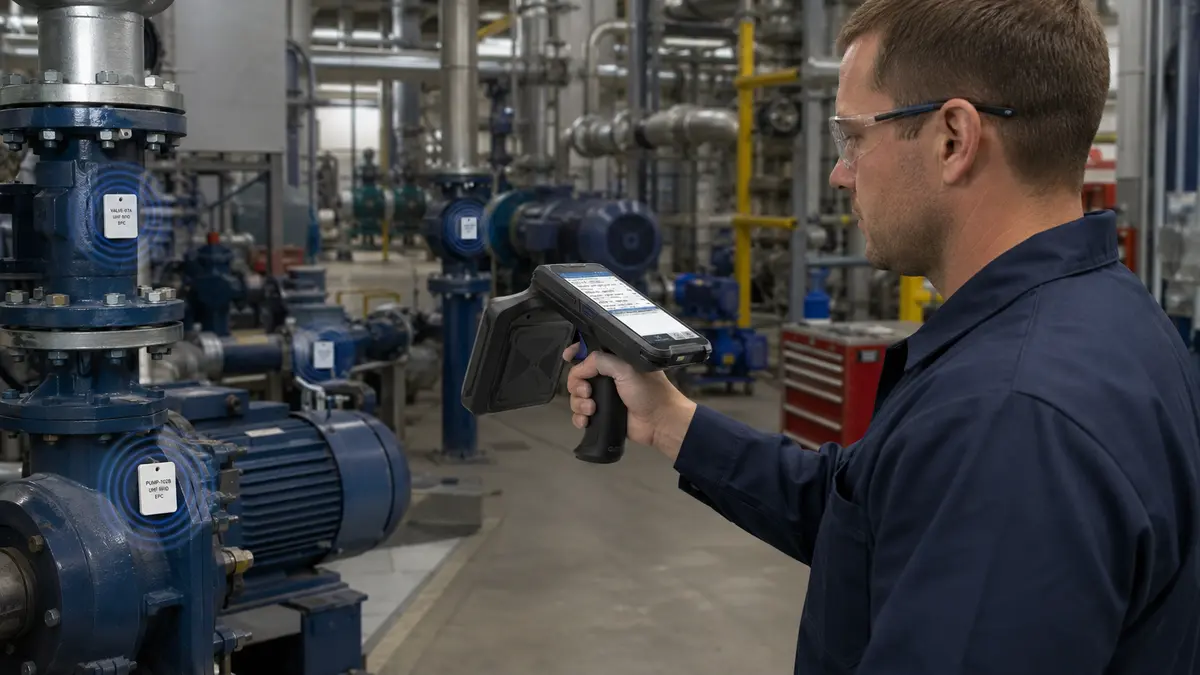 RLRH-20 tracking tagged materials bins and work orders across manufacturing production stations