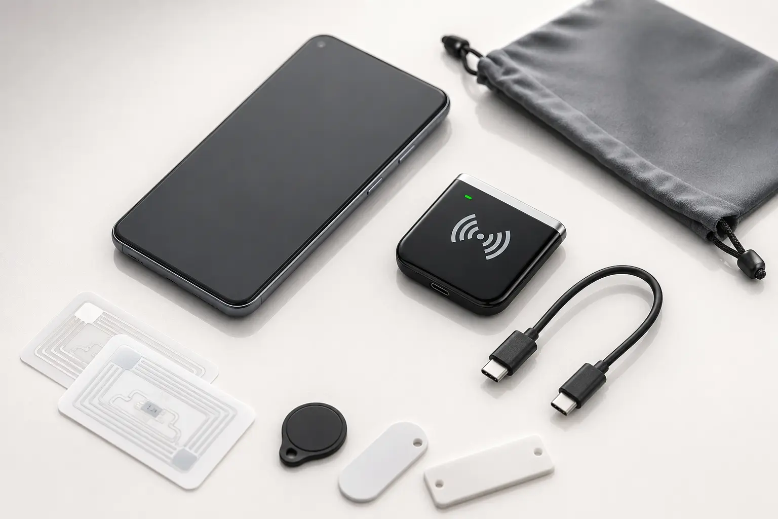 RLU-01 portable RFID reader carried in a field service kit